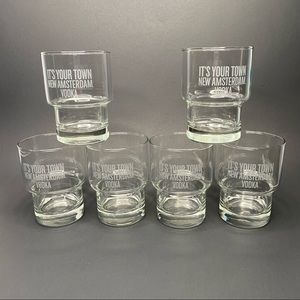 New Amsterdam It’s Your Town Vodka Distillery Lowball Rocks Glass Cups Set Of 6